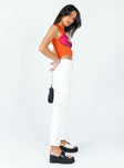 side view of model wearing Princess Polly Jeremiah Cargo Jeans White 