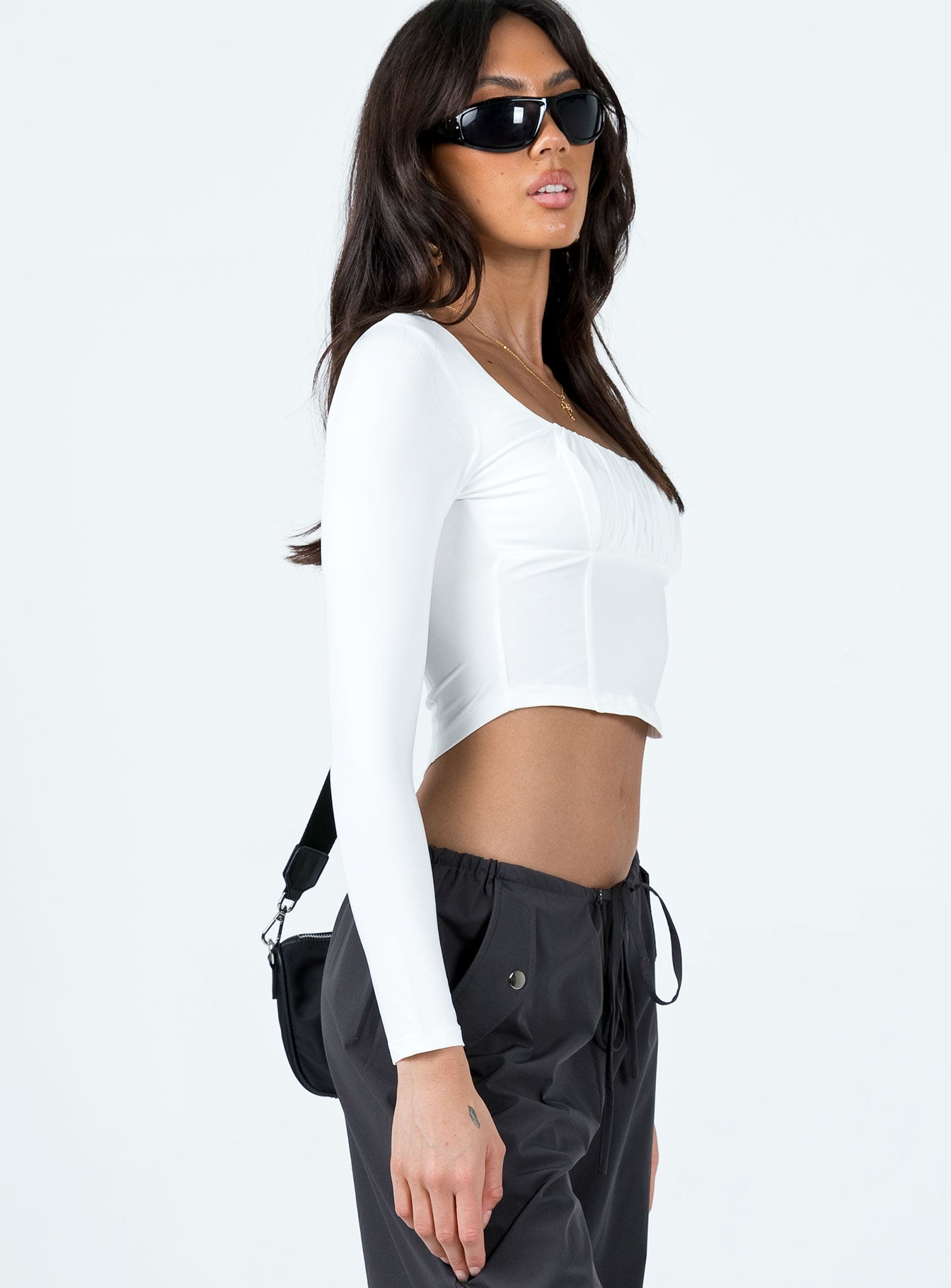 product Princess Polly Full Sleeves Square Neck  Cahill Long Sleeve Top White