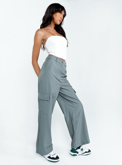 front view of model wearing Princess Polly Lilli Pants Grey 