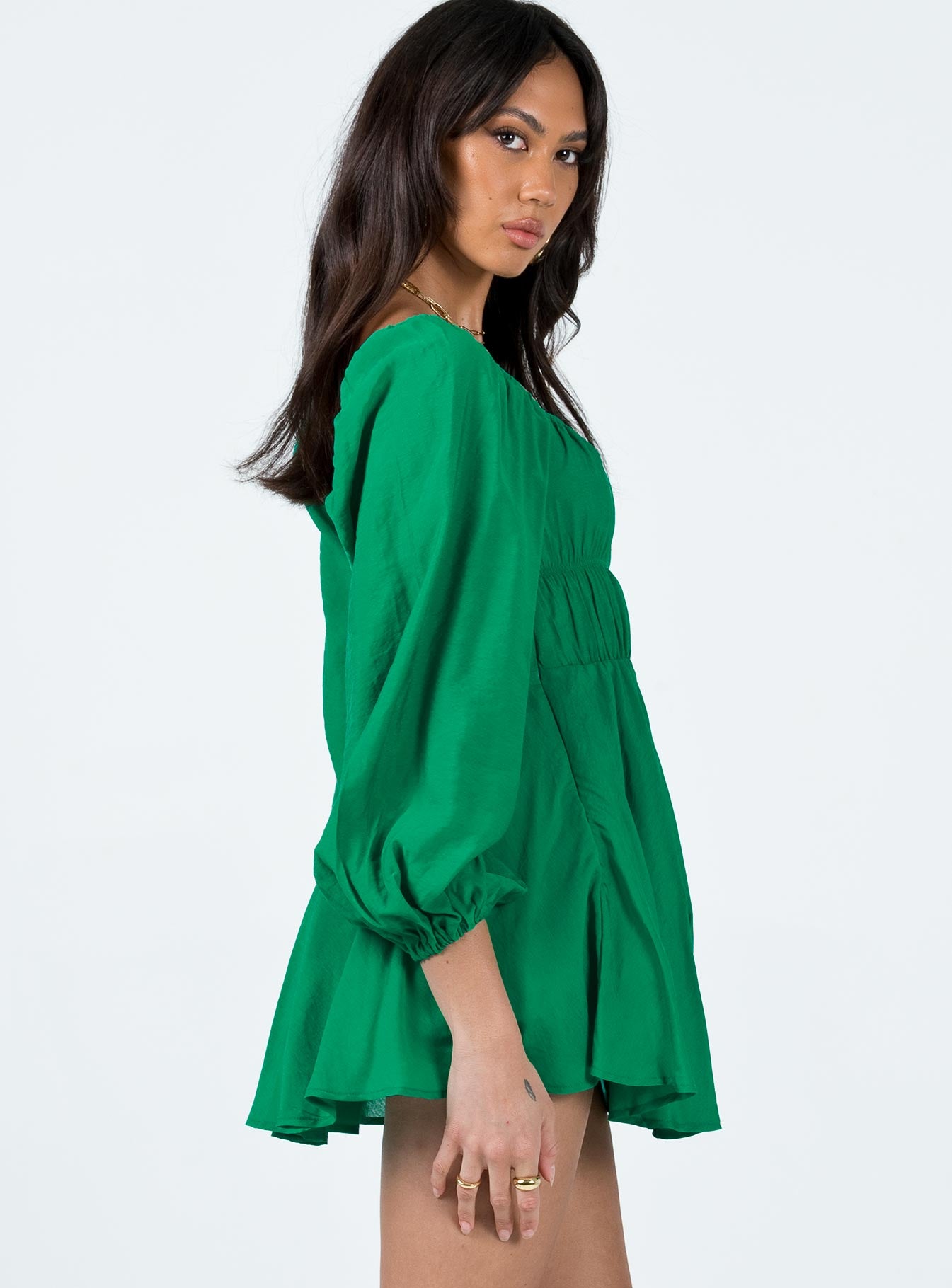product Princess Polly Square Neck  Halton Long Sleeve Mini Dress Green