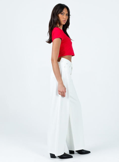 product Princess Polly Mid Rise  Patridge Wide Leg Jeans White