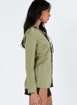 product Princess Polly Full Sleeves Plunger  Kemble Shirt Green