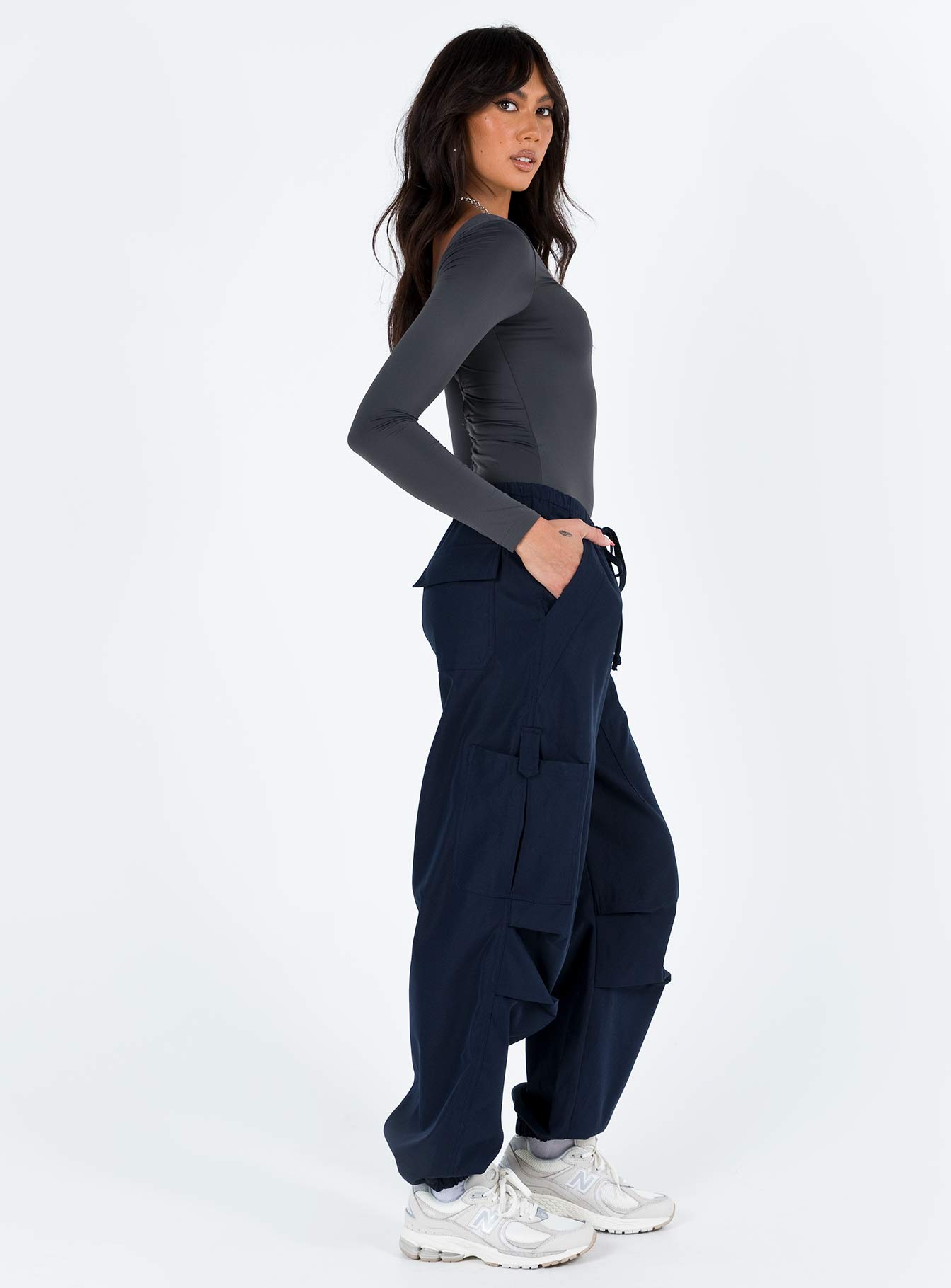 product Princess Polly High Waisted Pants  Daughtrey Cargo Pants Navy