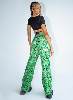 back view of model wearing Princess Polly Kutcher Pants Green 