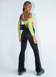 back view of model wearing Princess Polly Loriella Flare Pants Black 