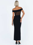 Princess Polly Plunger  Cassady Off The Shoulder Maxi Dress Black