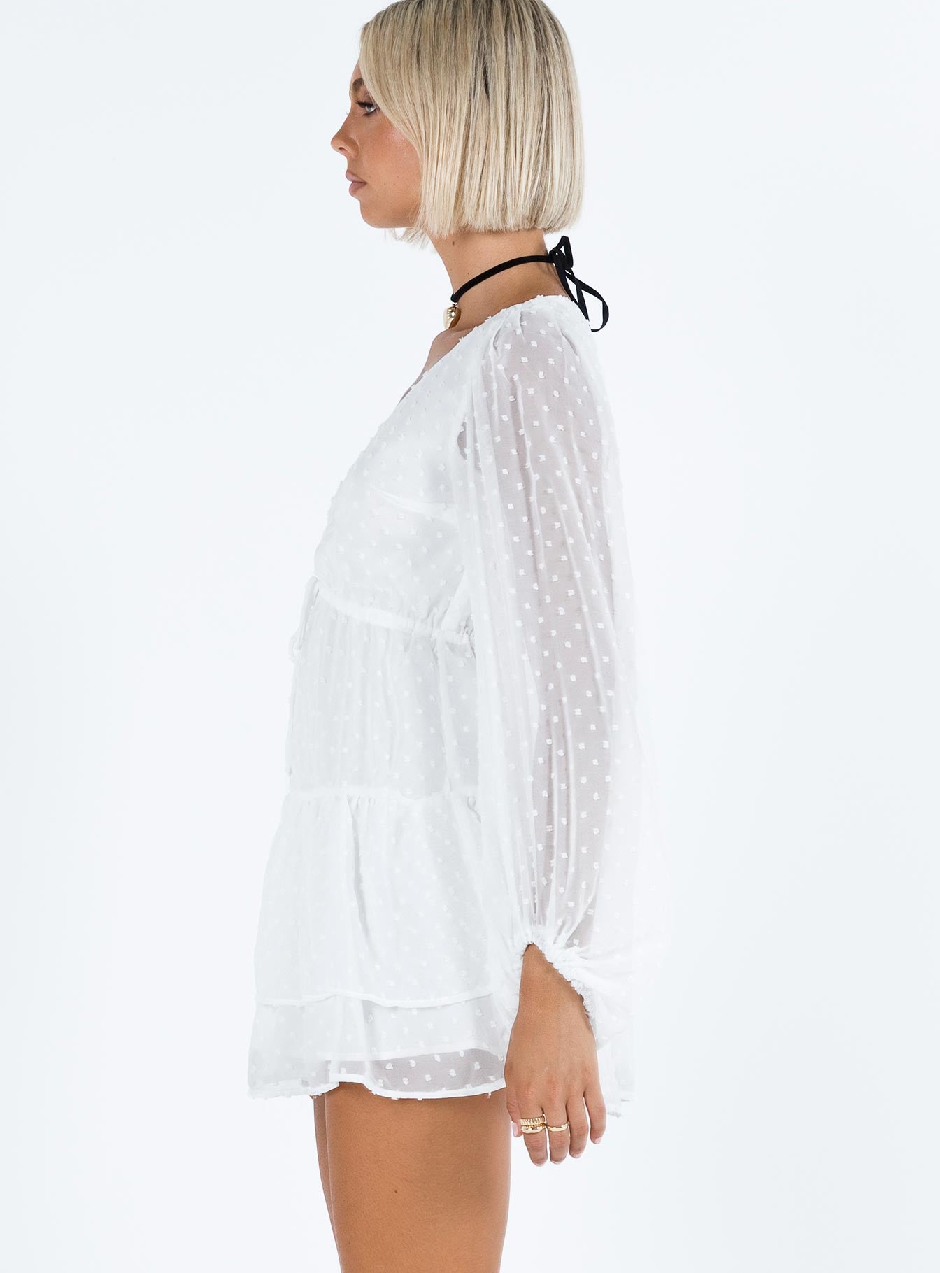 product Princess Polly Asymmetric Neckline  Dialla Long Sleeve Mini Dress White