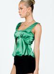 product Princess Polly Sleeveless Asymmetric Neckline  Berlin Satin Top Green