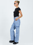 product Princess Polly High Waisted  Vincent Cargo Jeans Mid Wash Denim