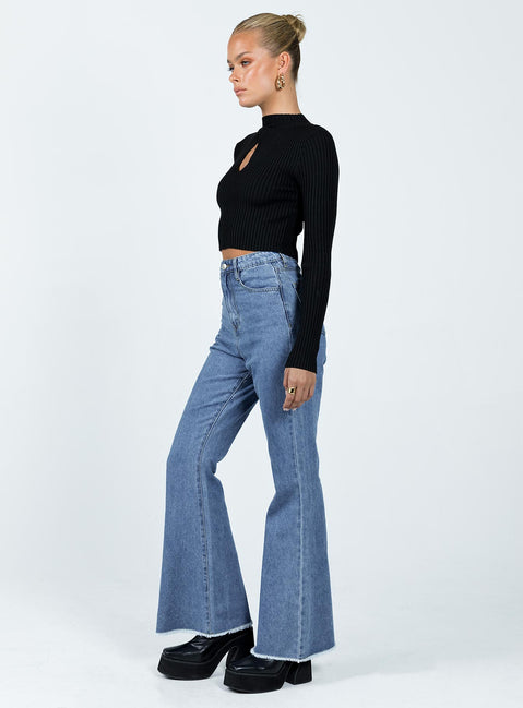 product Princess Polly High Waisted  Bolsena Flared Mid Wash Denim Jean