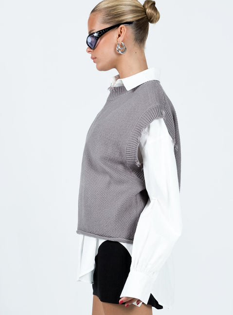 Adler Knit Vest Grey Princess Polly  long 