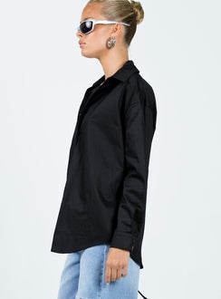 product Princess Polly Full Sleeves V-Neck  Hexon Shirt Black