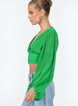 product Princess Polly Full Sleeves Crew Neck  Fria Top Green