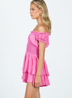Romper Shirred waistband Ruffle detailing Elasticated neck & sleeves Can be worn on or off-shoulder