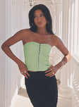 product Princess Polly Short Sleeves Square Neck  Bateson Strapless Corset Green