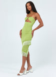 back view of model wearing Princess Polly Tropicana Midi Dress Green 