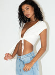 Beach House Tie Front Top White Off White