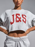 JGR & STN Double Play Cropped Sweatshirt Snow Grey Marle Princess Polly  Cropped 