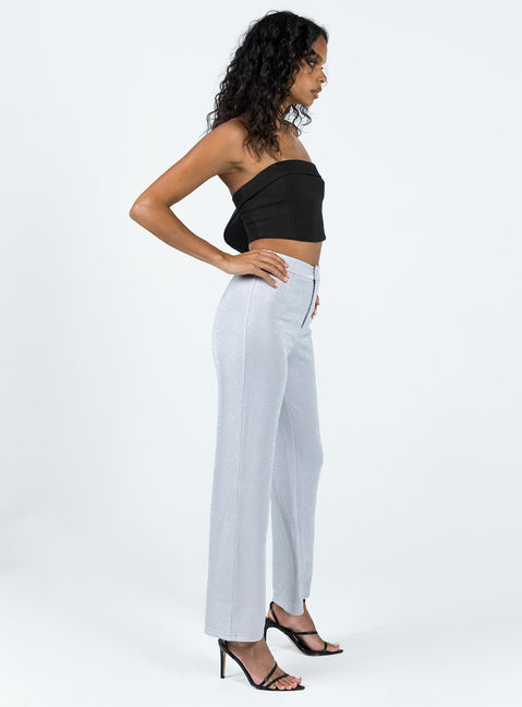 product Princess Polly High Waisted Pants  Croft Pants Silver Glitter