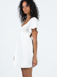 Princess Polly Scoop Neck  Derena Crochet Bust Mini Dress White