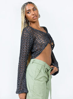 product Princess Polly Full Sleeves Scoop Neck  Mystical Long Sleeve Top Black