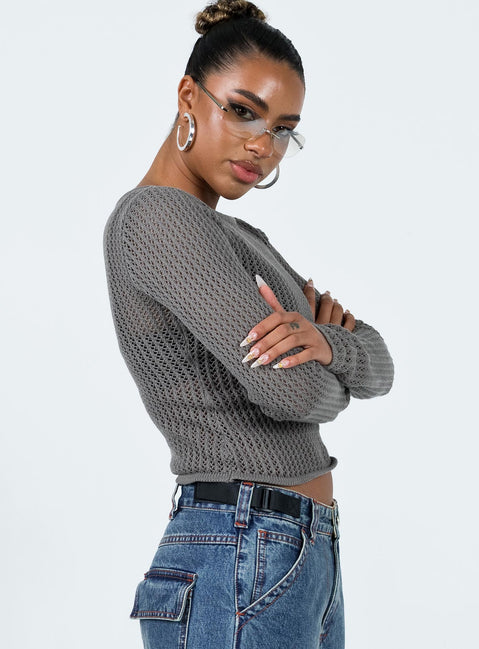 product Princess Polly Full Sleeves High Neck  Camen Long Sleeve Top Grey