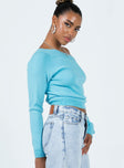 Yvonne One Shoulder Sweater Blue Princess Polly  Cropped 