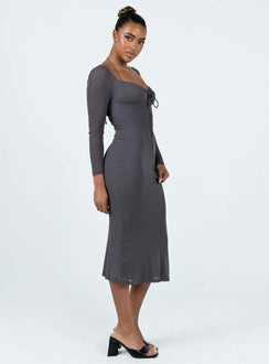 product Princess Polly Crew Neck  Fowlers Long Sleeve Midi Dress Slate