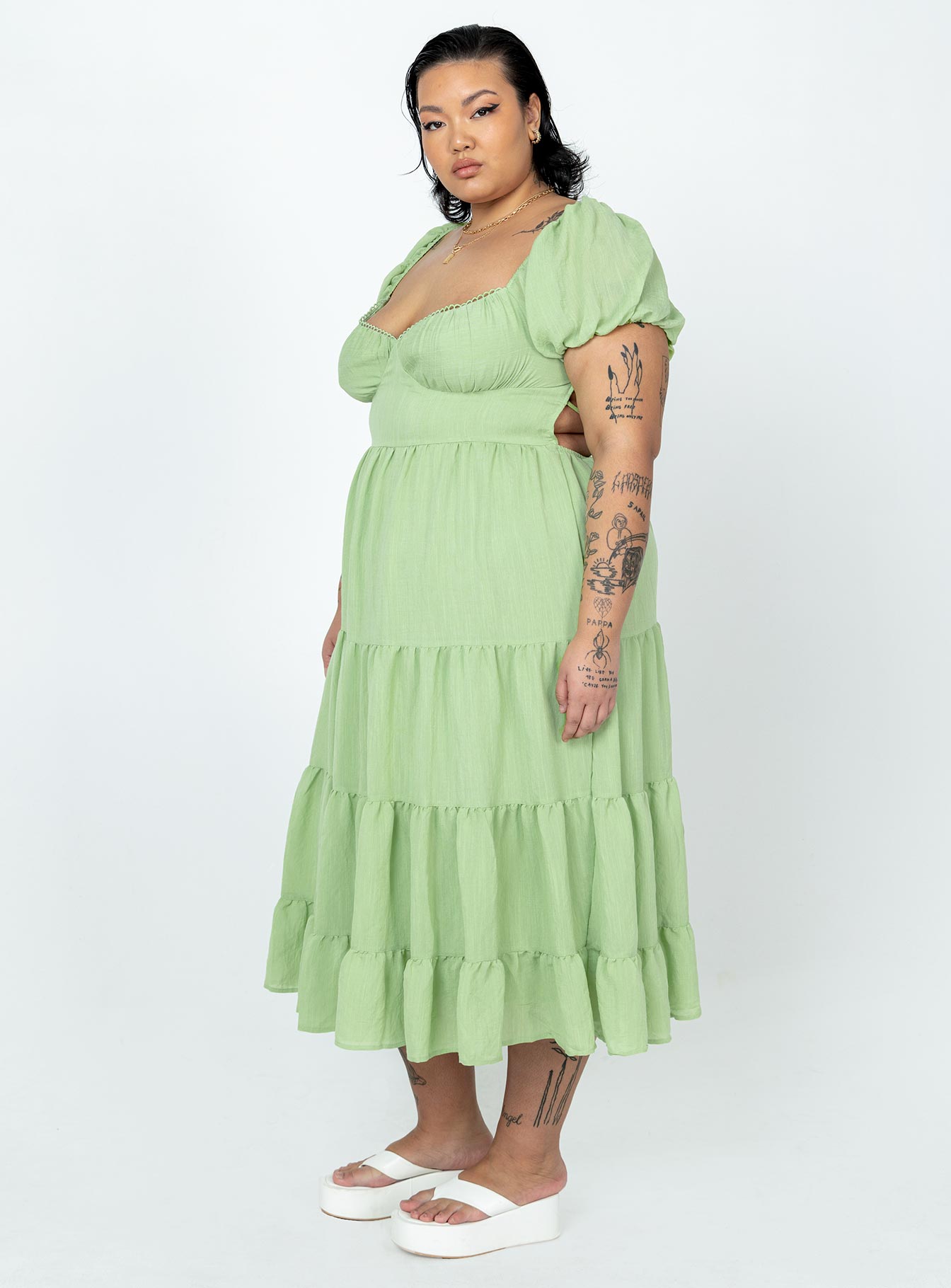 product Princess Polly Asymmetric Neckline  Danny Midi Dress Green Curve