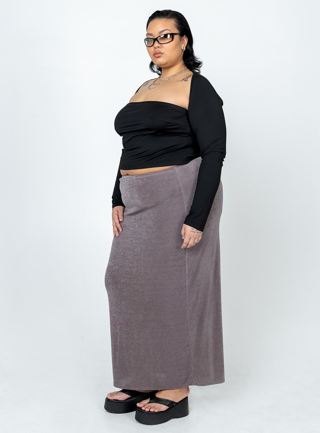 product Harriette Maxi Skirt Slate Grey Curve Princess Polly  Maxi 