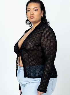 product Princess Polly Full Sleeves Plunger  Marcos Long Sleeve Top Black Curve