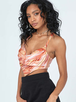 side view of model wearing Princess Polly Gracen Top Orange 