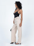 Front view of model wearing  front Princess Polly High Waisted Pants High Waisted Pants High Waisted Pants High Waisted Pants  Brenner Pants Beige