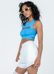 White shorts Crinkle material  High waisted Elasticated waistband  Twin hip pockets  Non-stretch Fully lined 