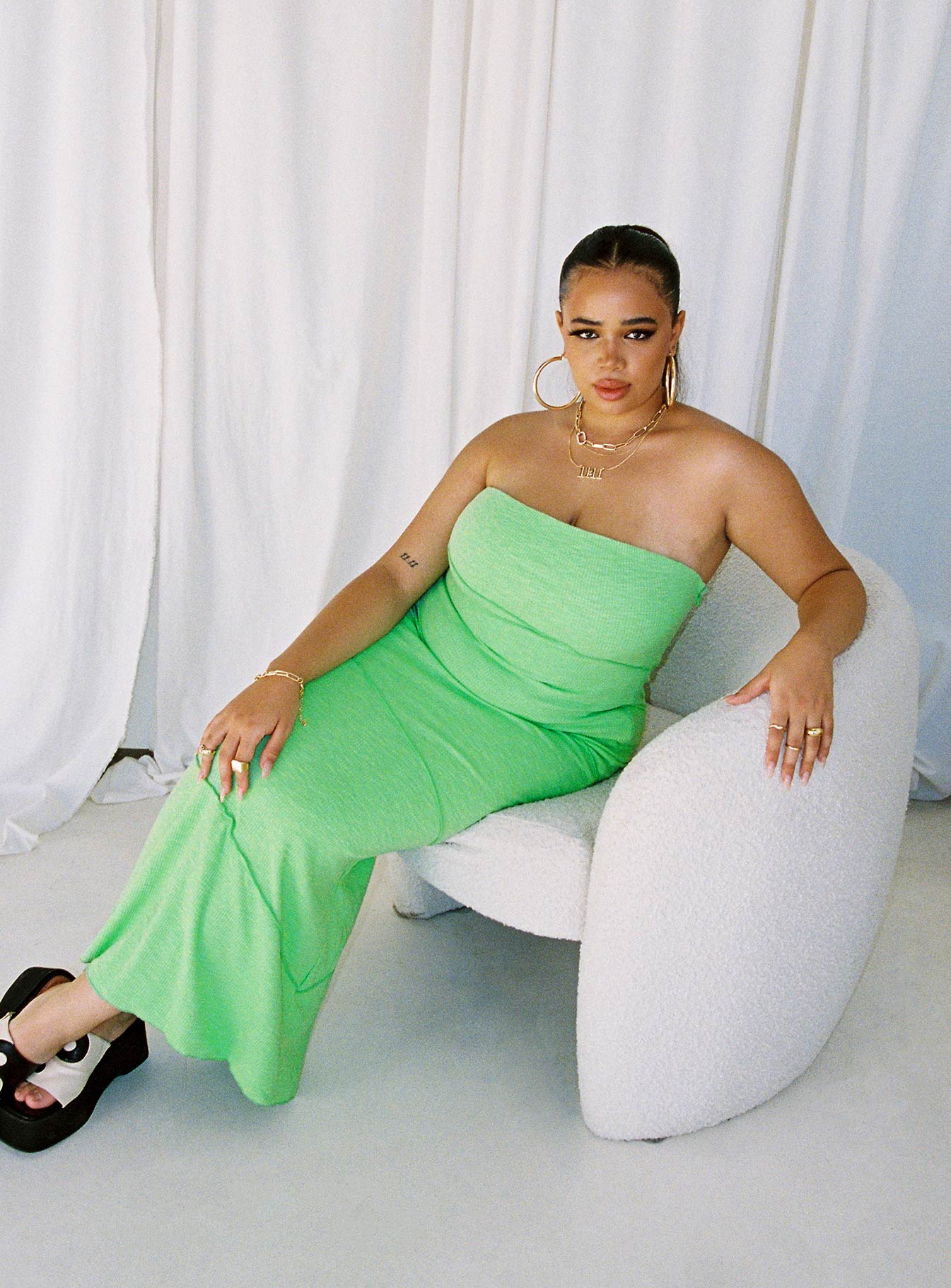 product Princess Polly Asymmetric Neckline  Oscar Midi Dress Green Curve