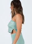 Tube top Knit material Knot detail at bust Sweetheart neckline