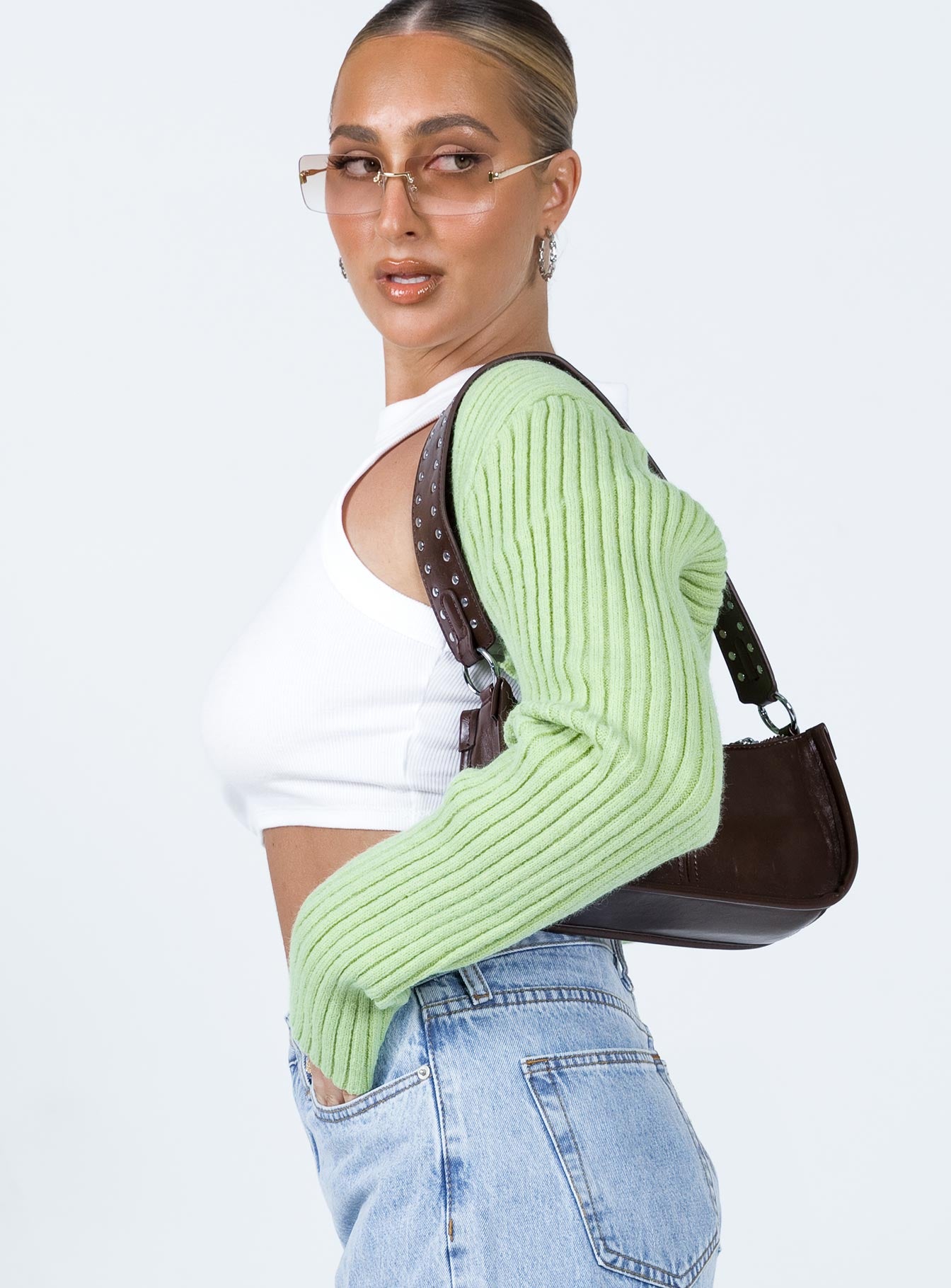 Aytan Bolero Sweater Green Princess Polly  Cropped 