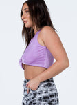 side view of model wearing Princess Polly Erika Top Purple 