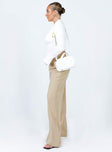 Front view of model wearing  front Princess Polly  Archer Pants Taupe