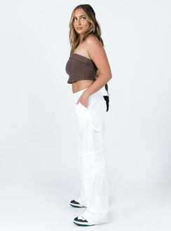 side view of model wearing Princess Polly Charlize Pants White 