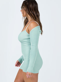 Bolero and romper set Ribbed material Romper Adjustable shoulder straps Long sleeve bolero