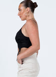 side view of model wearing Princess Polly Emmanuel Top Black 