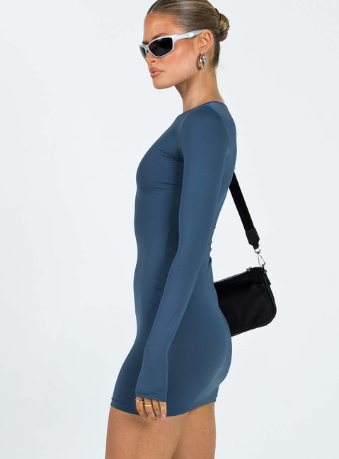 product Princess Polly High Neck  Farro Long Sleeve Mini Dress Navy