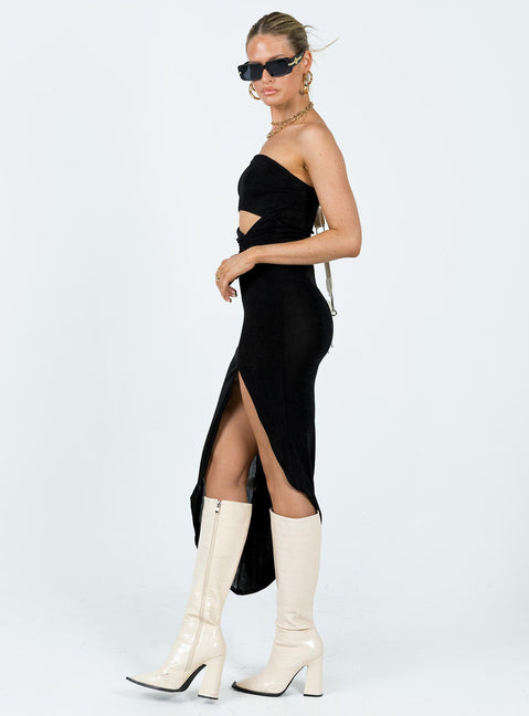 product Princess Polly Asymmetric Neckline Asymmetric Neckline  Zeta Midi Dress Black