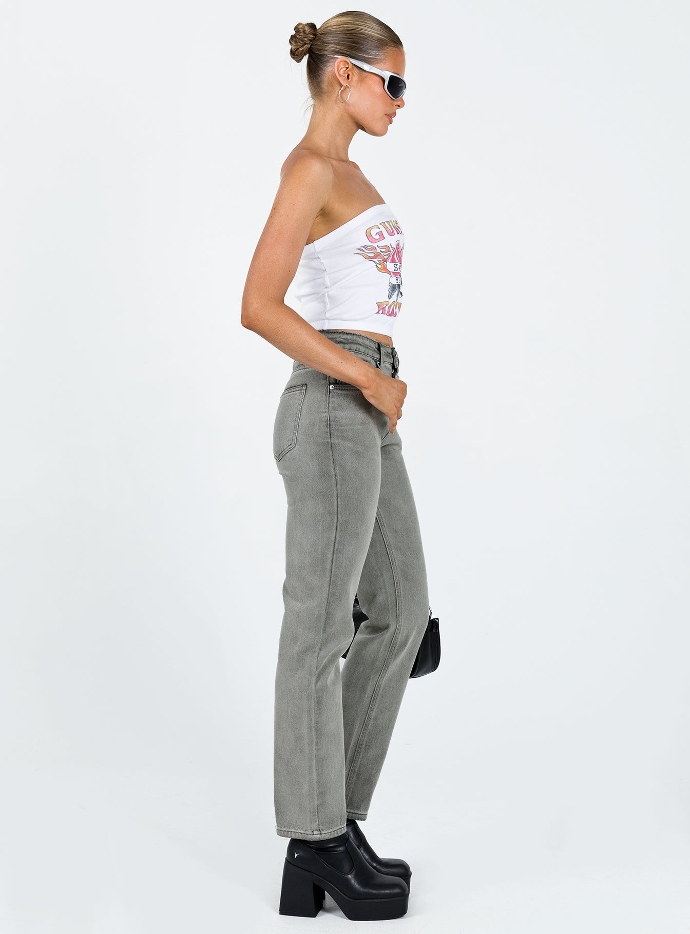 product Princess Polly Mid Rise  Tangmere Mid Rise Slim Jeans Grey