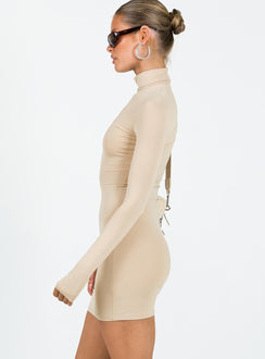 product Princess Polly High Neck  Elysium Long Sleeve Turtleneck Dress Bone