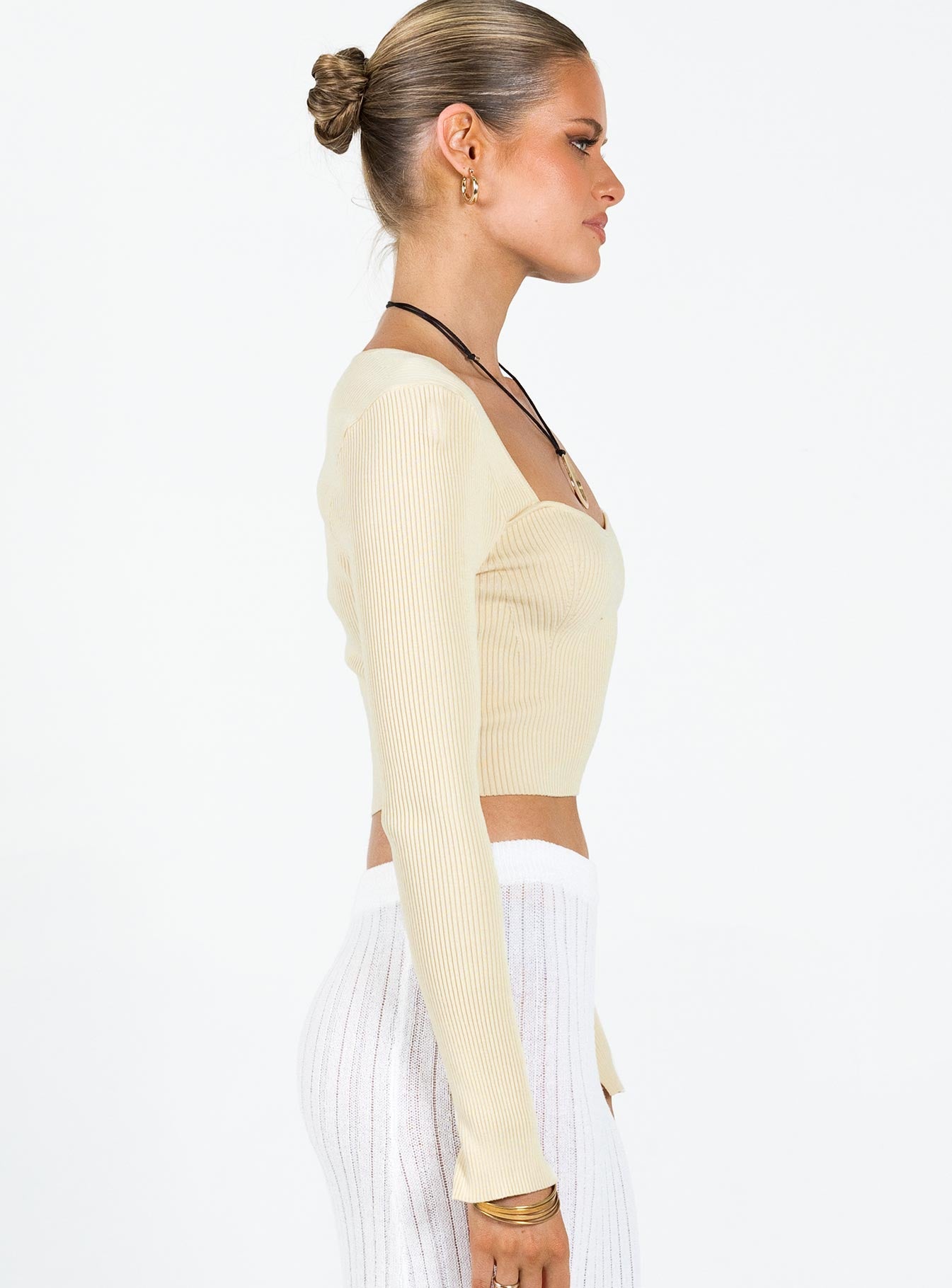 product Princess Polly Sleeveless Square Neck  Wilden Long Sleeve Top Cream