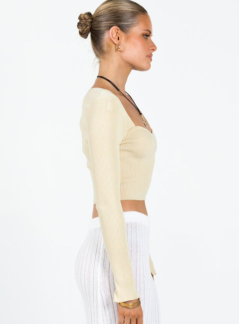 product Princess Polly Sleeveless Square Neck  Wilden Long Sleeve Top Cream