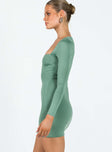 product Princess Polly High Neck  Brewer Long Sleeve Mini Dress Green