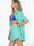 Chloe Short Sleeve Set Green Stripe